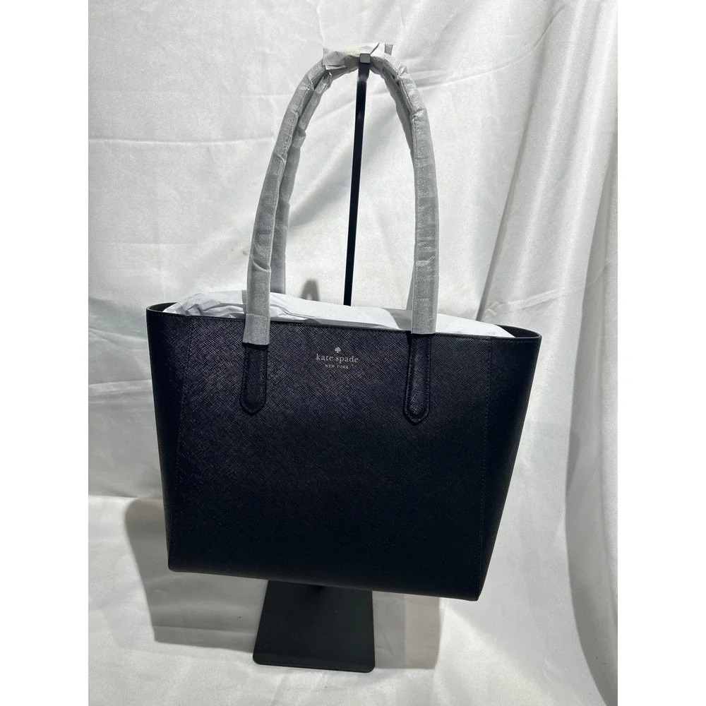 Kate Spade Staci Medium Tote Bag Black Saffiano PVC NWT